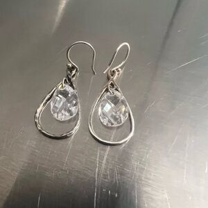 Silpada Sterling Silver Harbor Lights Earrings with Hanging Faceted Crystal